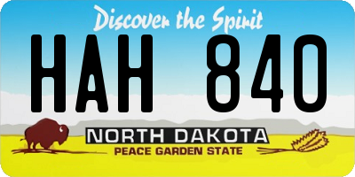 ND license plate HAH840