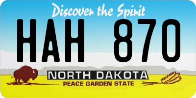 ND license plate HAH870