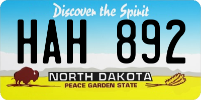 ND license plate HAH892