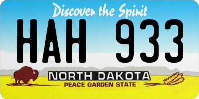 ND license plate HAH933