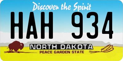 ND license plate HAH934