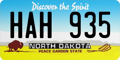 ND license plate HAH935