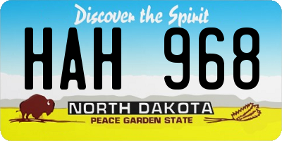 ND license plate HAH968