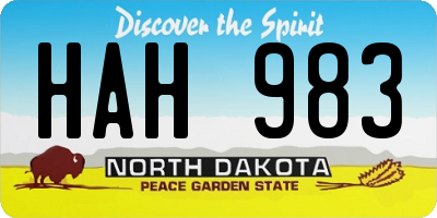 ND license plate HAH983