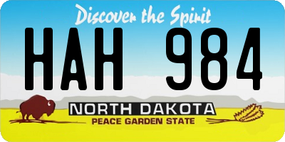 ND license plate HAH984