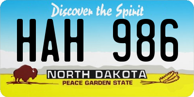 ND license plate HAH986