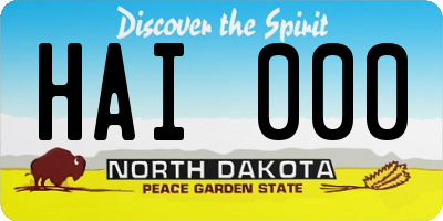 ND license plate HAI000