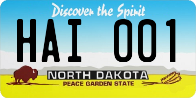 ND license plate HAI001