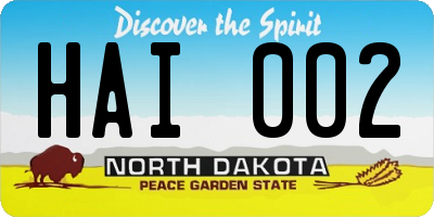 ND license plate HAI002