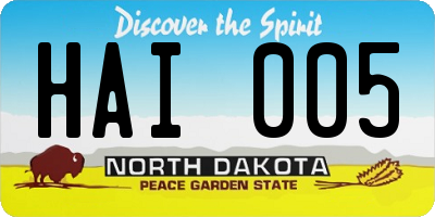 ND license plate HAI005