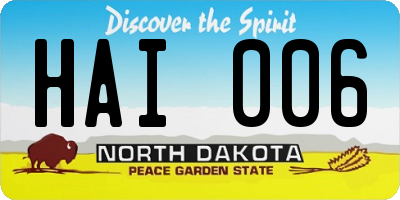 ND license plate HAI006