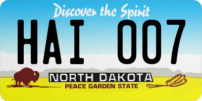 ND license plate HAI007