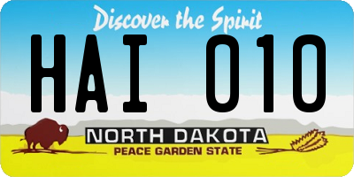 ND license plate HAI010