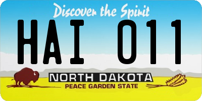 ND license plate HAI011