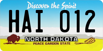 ND license plate HAI012