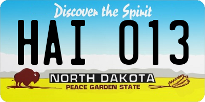 ND license plate HAI013