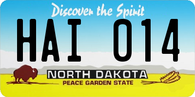 ND license plate HAI014