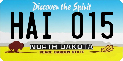 ND license plate HAI015