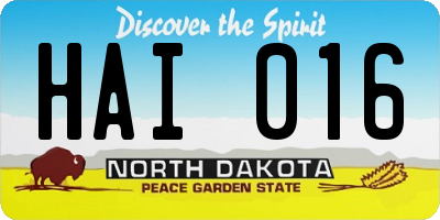 ND license plate HAI016