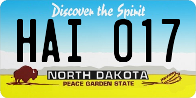 ND license plate HAI017