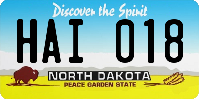 ND license plate HAI018