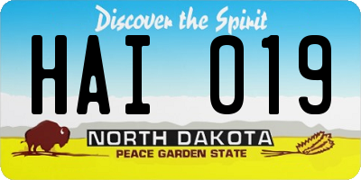 ND license plate HAI019