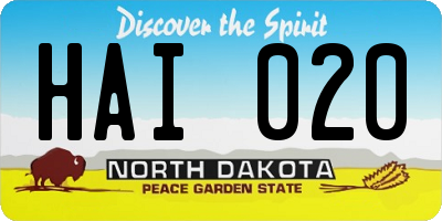 ND license plate HAI020