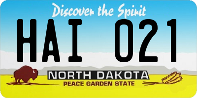 ND license plate HAI021