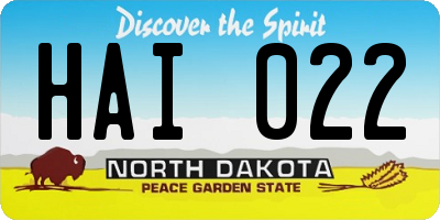 ND license plate HAI022