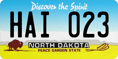 ND license plate HAI023