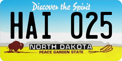 ND license plate HAI025