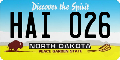 ND license plate HAI026