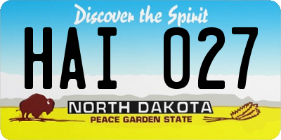 ND license plate HAI027