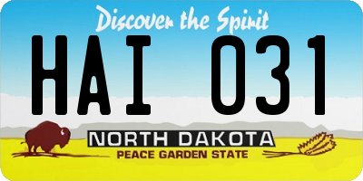 ND license plate HAI031