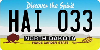 ND license plate HAI033