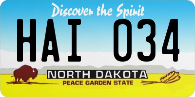 ND license plate HAI034