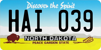 ND license plate HAI039