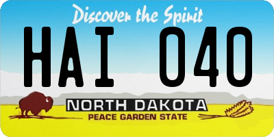 ND license plate HAI040