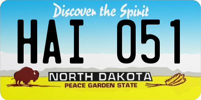 ND license plate HAI051