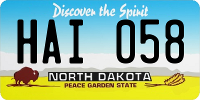 ND license plate HAI058