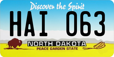 ND license plate HAI063