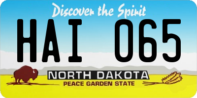 ND license plate HAI065