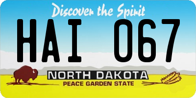 ND license plate HAI067