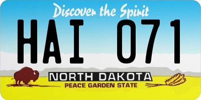 ND license plate HAI071