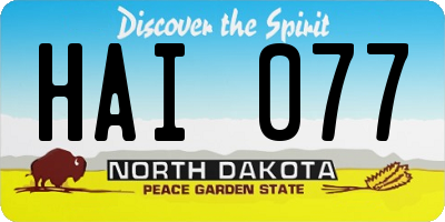 ND license plate HAI077