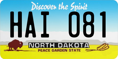 ND license plate HAI081