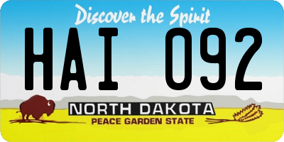 ND license plate HAI092