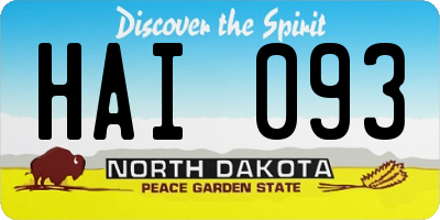 ND license plate HAI093