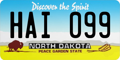 ND license plate HAI099