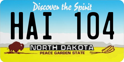 ND license plate HAI104